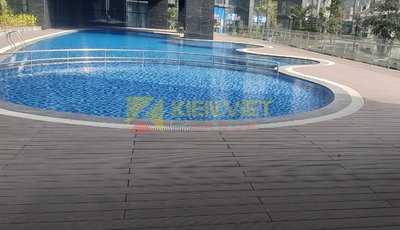 Kho Kiến Việt thi công sàn bể bơi ngoài trời Nhựa Việt Pháp tại KĐT Sunshine city