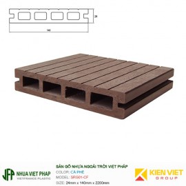 Sàn gỗ nhựa ngoài trời Việt Pháp SGR01-CF 4 lỗ | 24x140mm