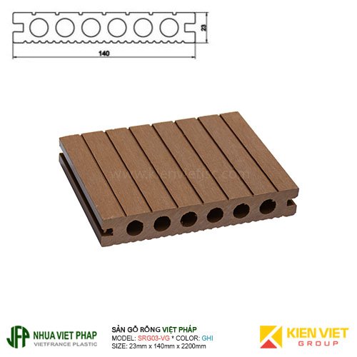 Sàn gỗ rỗng ngoài trời Việt Pháp SRG03-VG 6 lỗ | 23x140mm