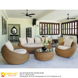 Sofa ghế tổ chim dây tròn mây nhựa thủ công