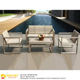 Sofa tay hở mây nhựa thủ công