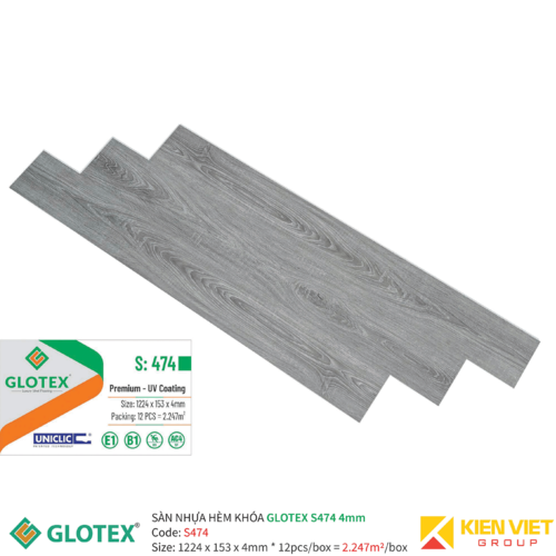 Sàn nhựa hèm khóa GLOTEX S474 | 4mm