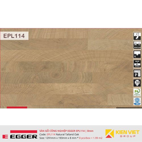 Sàn gỗ Egger Pro EPL114 Natural Talland Oak | 8mm