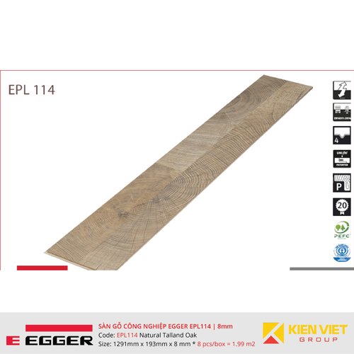 Sàn gỗ Egger Pro EPL114 Natural Talland Oak | 8mm
