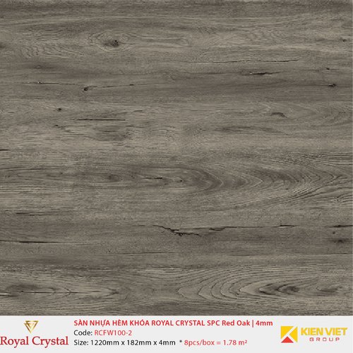 Sàn nhựa hèm khóa Royal Crystal SPC Red Oak RCFW100-2 | 4mm