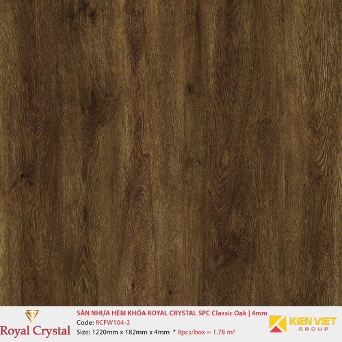 Sàn nhựa hèm khóa Royal Crystal SPC Classic Oak RCFW104-2 | 4mm