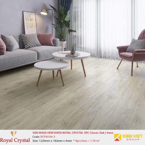 Sàn nhựa hèm khóa Royal Crystal SPC Classic Oak RCFW104-3 | 4mm