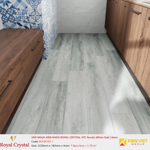 Sàn nhựa hèm khóa Royal Crystal SPC Nordic White Oak RCFW105-1 | 4mm