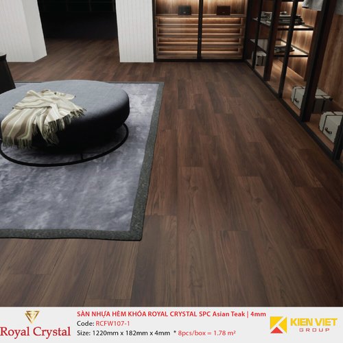 Sàn nhựa hèm khóa Royal Crystal SPC Asian Teak RCFW107-1 | 4mm