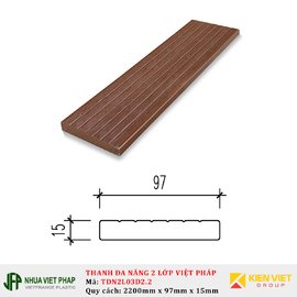 Thanh đa năng gỗ nhựa PE ngoài trời 02 lớp Hi-class TDN2L03D2.2 | 97x15mm