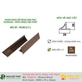 Gỗ nhựa Việt Pháp WPVC Ecoplast P01B3.0 | Walnut 26x39mm