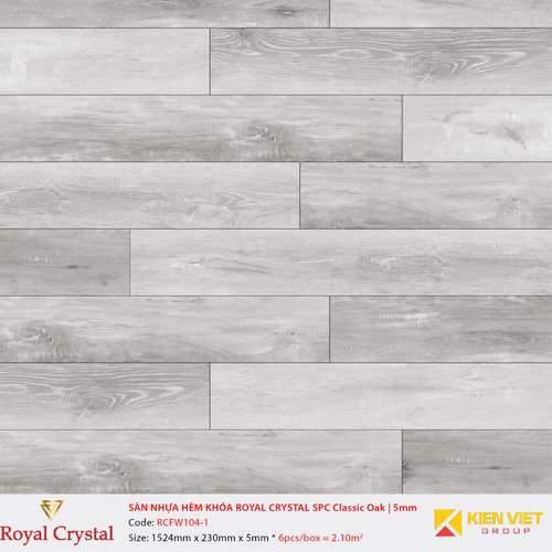 Sàn nhựa hèm khóa Royal Crystal SPC Aged Oak RCFW104-1 | 5mm
