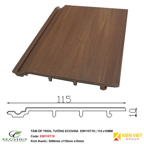 Tấm ốp trần tường Ecovina EW115T10 | 115x10mm