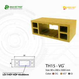 Thanh hộp gỗ nhựa ngoài trời Việt Pháp TH15 | 80x200x3000mm