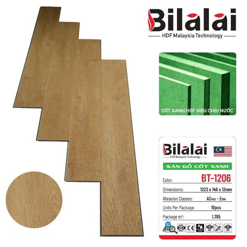 Sàn gỗ công nghiệp BILALAI cốt xanh BT-1206