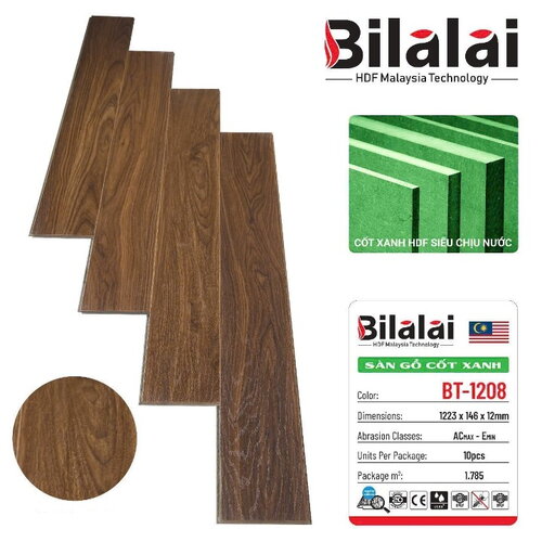 Sàn gỗ công nghiệp BILALAI cốt xanh BT-1208