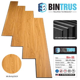 Sàn gỗ Bintrus cốt đen vân sần - BIN55