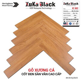 Sàn gỗ Xuka Black xương cá vân sần XC662