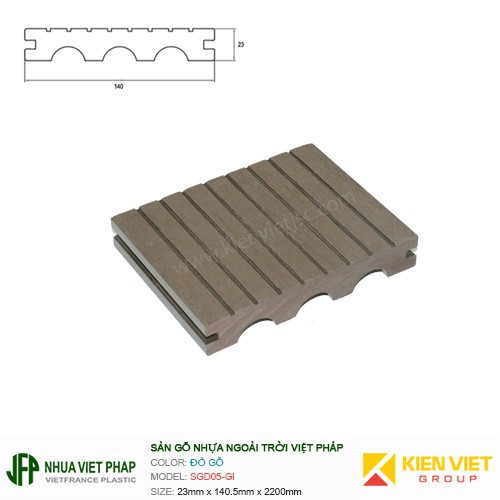Sàn gỗ đặc Việt Pháp mặt lõm SGD05-GI - 23x140mm
