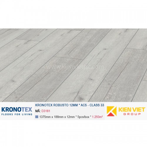 Sàn gỗ Kronotex Robusto D3181 Rip Oak White - 12mm