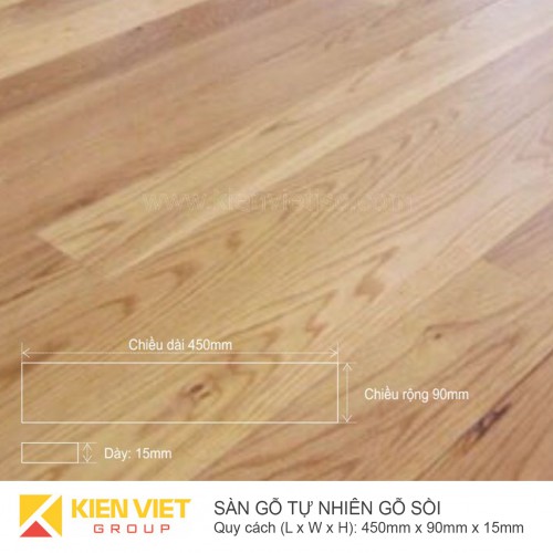 Sàn gỗ tự nhiên gỗ Sồi 450x15mm