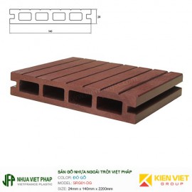 Sàn gỗ nhựa ngoài trời Việt Pháp SGR01-DG 4 lỗ | 24x140mm