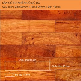Sàn gỗ tự nhiên gõ đỏ 600x15mm