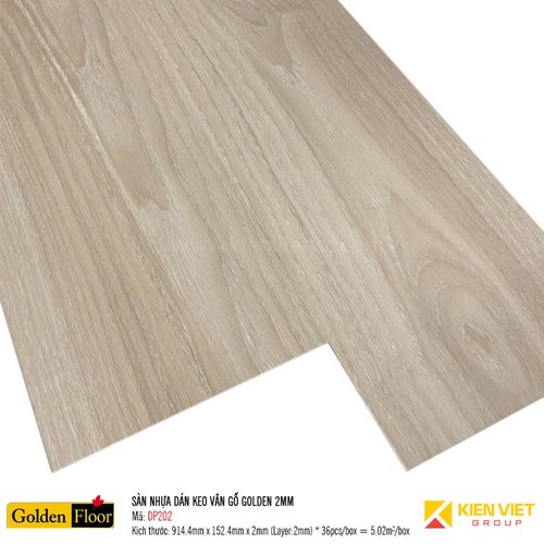 Sàn nhựa dán keo vân gỗ Golden DP202 - 2mm