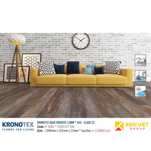 Sàn gỗ Kronotex Aqua Robusto P1201 Camelot Oak | 12mm