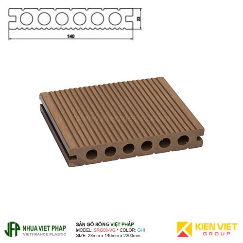 Sàn gỗ rỗng ngoài trời Việt Pháp SRG03-VG 6 lỗ | 23x140mm