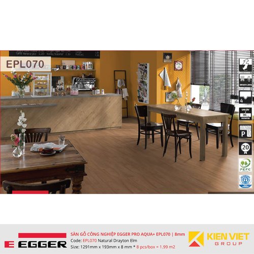 Sàn gỗ Egger Pro Aqua Plus EPL070 Natural Drayton Elm | 8mm