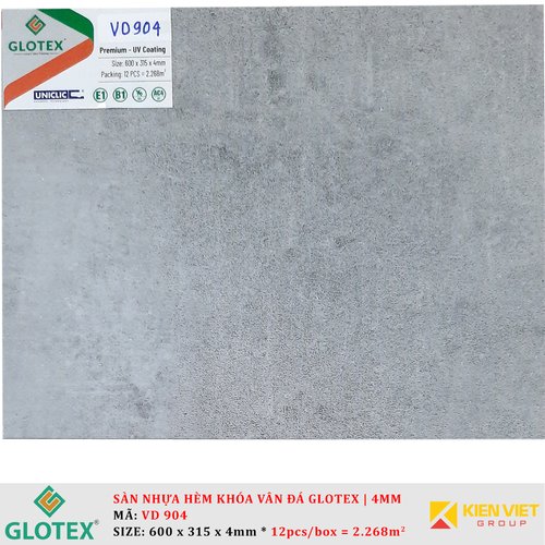 Sàn nhựa hèm khóa vân đá GLOTEX VD904 - 4mm