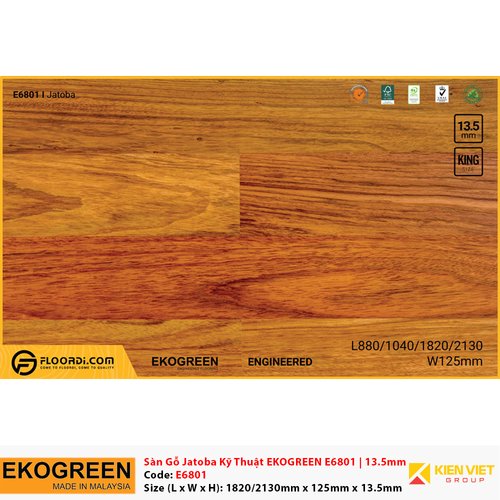 Sàn gỗ kỹ thuật Ekogreen E6801 Jatoba | 13.5mm