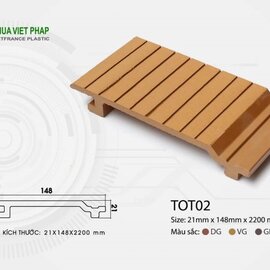 Tấm ốp tường gỗ nhựa ngoài trời WPC mặt vân gỗ TOT02 | 12x148x2200mm 
