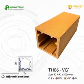 Thanh hộp gỗ nhựa ngoài trời Việt Pháp TH06 | 90x90x3000mm