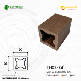 Thanh hộp gỗ nhựa ngoài trời Việt Pháp TH03 | 50x50x3000mm